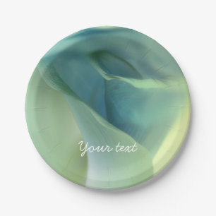 Plato De Papel Flor romántica en tonos azules