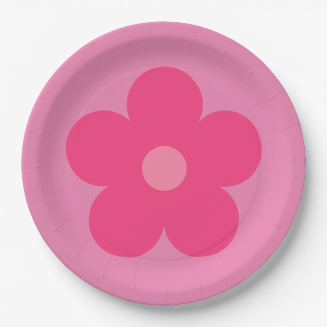 Plato De Papel Flor rosa (Anverso)