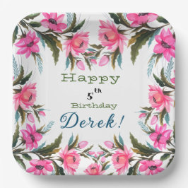 Plato De Papel Flor rosa