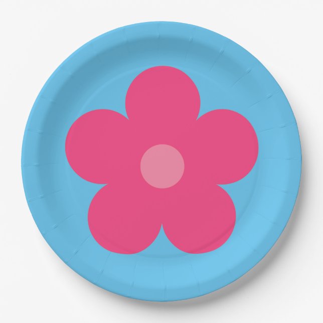 Plato De Papel Flor rosa (Anverso)