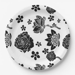 Plato De Papel Flor rosa de amor propio de la naturaleza de Mikit