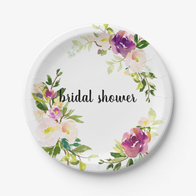 Plato De Papel Flor rosa de Borgoña (Anverso)