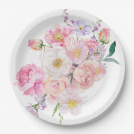 Plato De Papel Flor Rosa Eloise