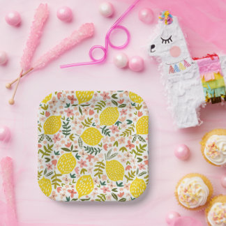 Plato De Papel Flor rosa Lemonade Summery