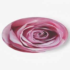 Plato De Papel Flor rosa rosa de jardín romántica acuarela