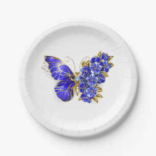Plato De Papel Flor Sapphire Mariposa