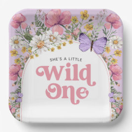 Plato De Papel Flor silvestre 1 cumpleaños