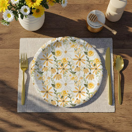 Plato De Papel Flor silvestre acuarela Florencia de primavera