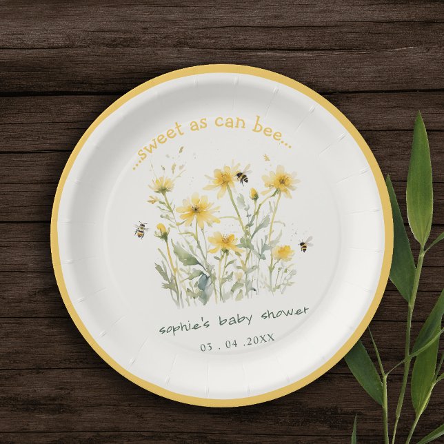 Plato De Papel Flor silvestre amarilla dulce como Baby Shower neu (Subido por el creador)