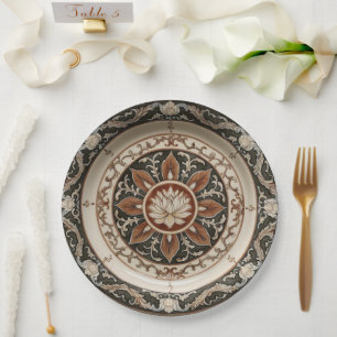 Plato De Papel Flor silvestre azul real Floral Cerámica Boda