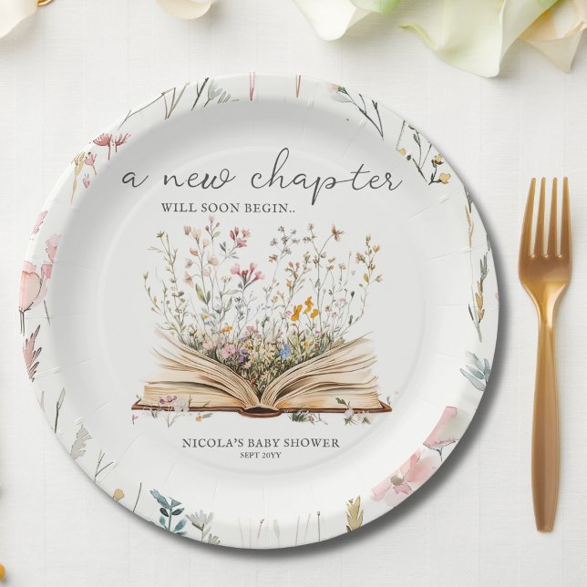 Plato De Papel Flor silvestre | Baby Shower del tema del libro (Subido por el creador)