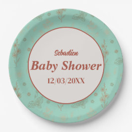Plato De Papel Flor silvestre Boho Baby Shower Plate Floral Rus