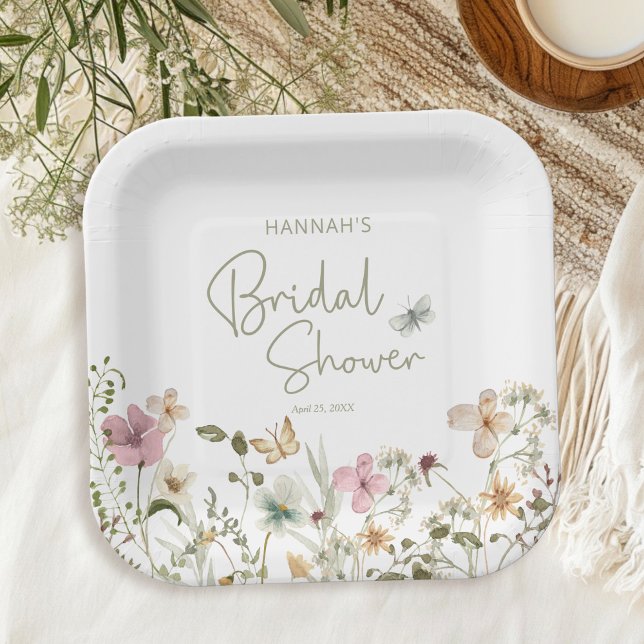 Plato De Papel Flor silvestre Boho Bridal Shower (Subido por el creador)
