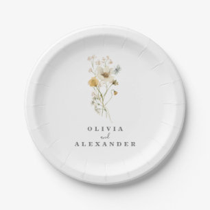 Plato De Papel Flor silvestre Boho jardín florido