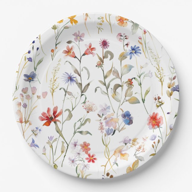 Plato De Papel Flor silvestre colorida (Anverso)