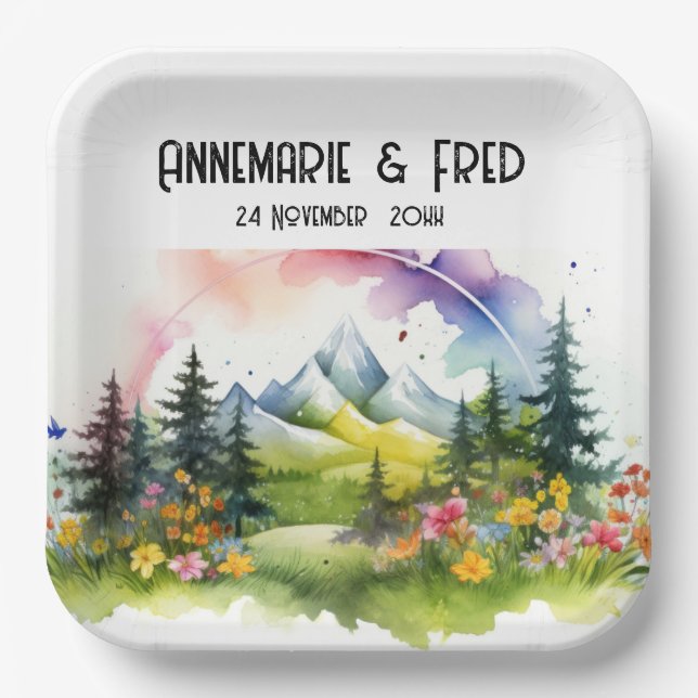 Plato De Papel Flor silvestre de montaña al aire libre (Anverso)