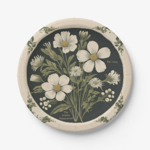 Plato De Papel Flor silvestre elegante