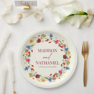 Plato De Papel Flor silvestre Flor Floral Boda Jardín