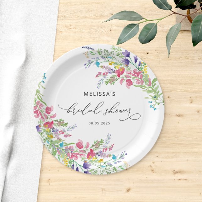 Plato De Papel Flor silvestre Floral Garden Bridal Shower (Subido por el creador)
