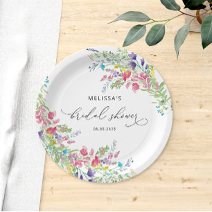 Plato De Papel Flor silvestre Floral Garden Bridal Shower