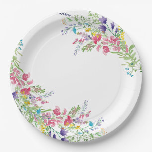Plato De Papel Flor silvestre Floral Garden Bridal Shower