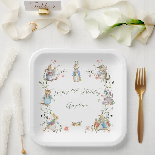 Plato De Papel Flor silvestre Peter the Rabbit Birthday Large (Boda)