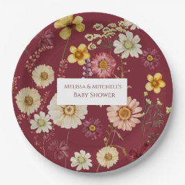 Plato De Papel Flor silvestre rusa de Borgoña