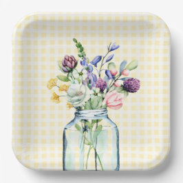 Plato De Papel Flor silvestre rusa Mason Jar Picnic Bridal Shower
