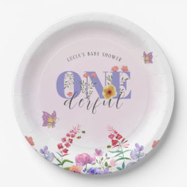 Plato De Papel Flor silvestre Una mariposa maravillosa Personaliz