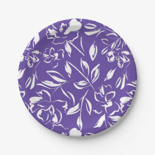 Plato De Papel Flor silvestre Violet Baby Shower