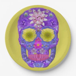 Plato De Papel Flor Skull 5