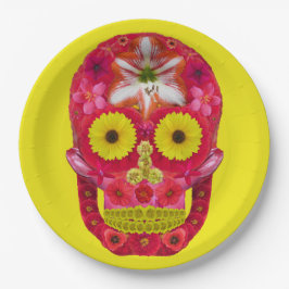 Plato De Papel Flor Skull 6