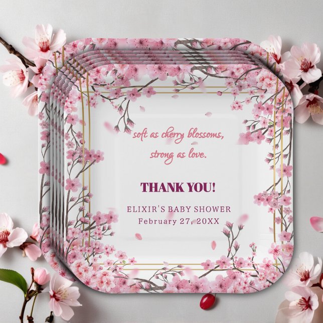 Plato De Papel Flor suave de cerezo Sakura Baby Shower (Subido por el creador)