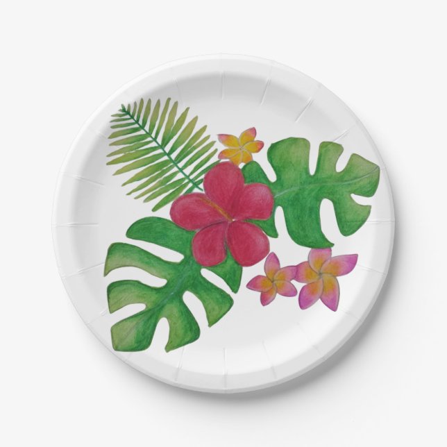 Plato De Papel Flor tropical (Anverso)