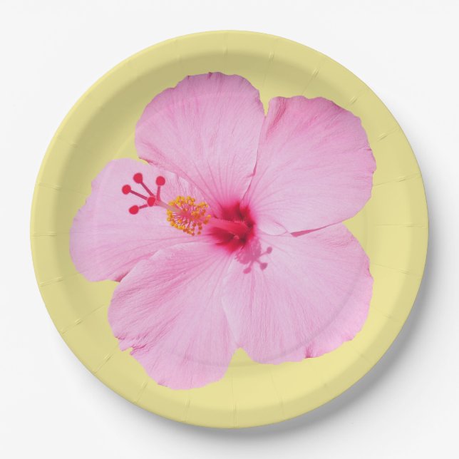 Plato De Papel Flor tropical Hibiscus rosa (Anverso)