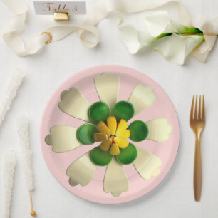 Plato De Papel Flor Tropical Primavera Verano Boda Rosa