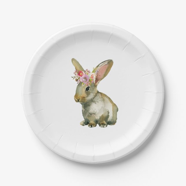 Plato De Papel Flora Bunny Baby Shower (Anverso)
