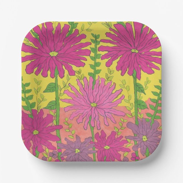 Plato De Papel Flora de primavera-sol (Anverso)