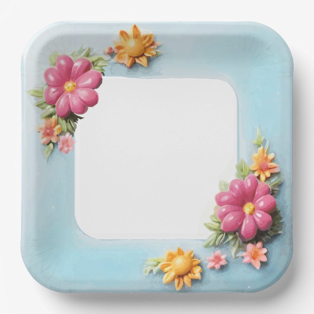 PLATO DE PAPEL FLORAL (Anverso)