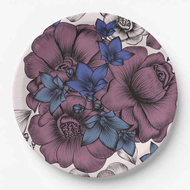 Plato De Papel Floral (Anverso)