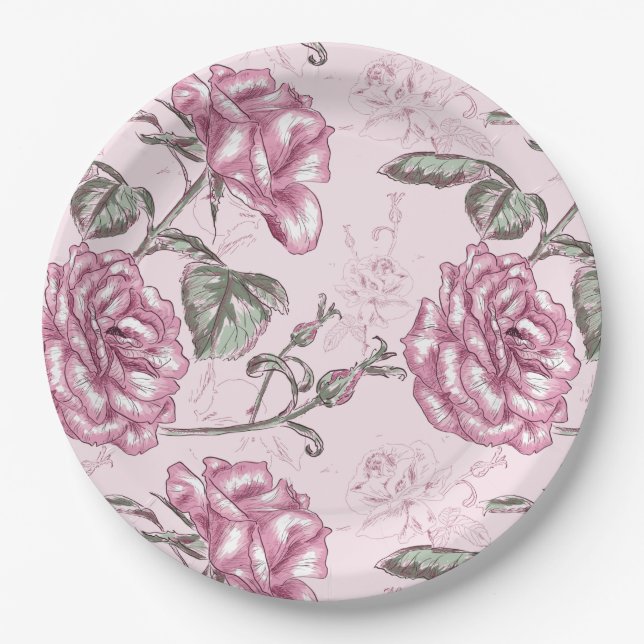 Plato De Papel Floral (Anverso)