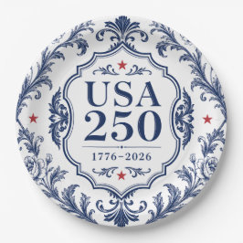 Plato de papel floral 250 USA