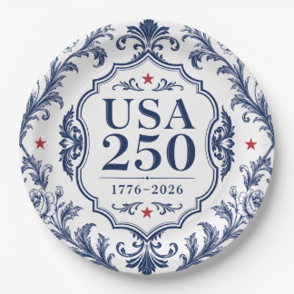 Plato de papel floral 250 USA