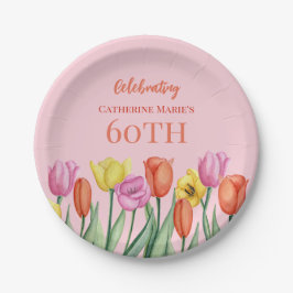 Plato De Papel Floral 60 cumpleaños