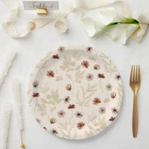 Plato De Papel Floral acuarela del boom de la sangre salvaje