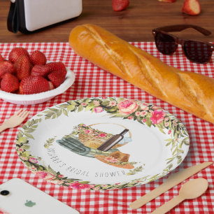 Plato De Papel Floral Acuarela para Picnic de Verano
