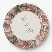 Plato de Papel Floral Acuarela Rosado Romántico