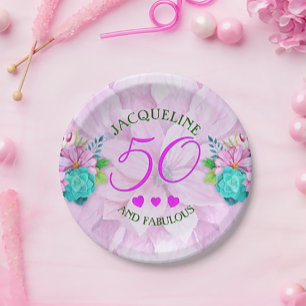 Plato De Papel Floral acuática 50 y fabulosa