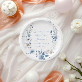 Plato De Papel Floral Algo azul antes de hacer ducha de novia