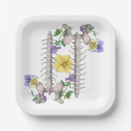 Plato De Papel Floral Anatomy - Vertebrae, Hip Bone